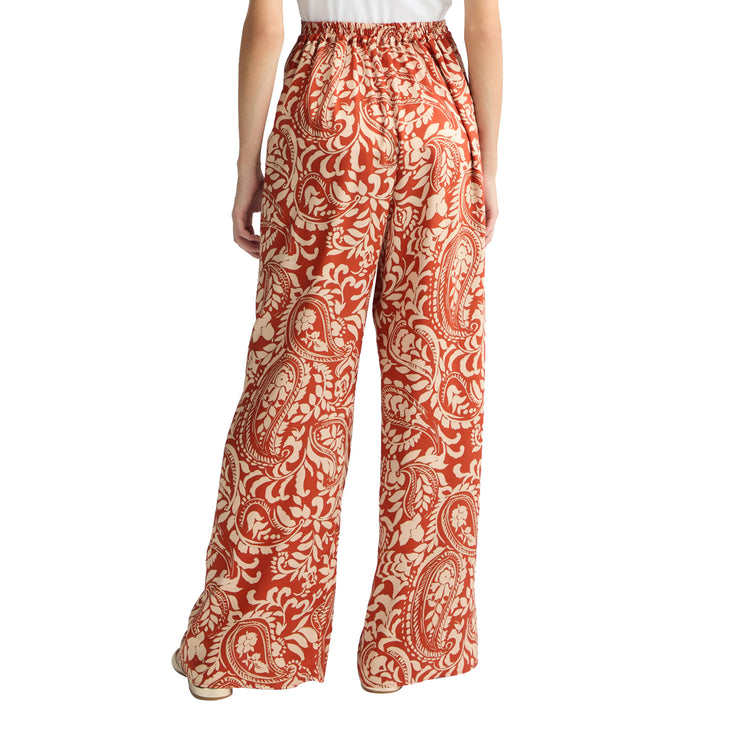 Pantaloni Donna con Stampa paisley all over modella retro
