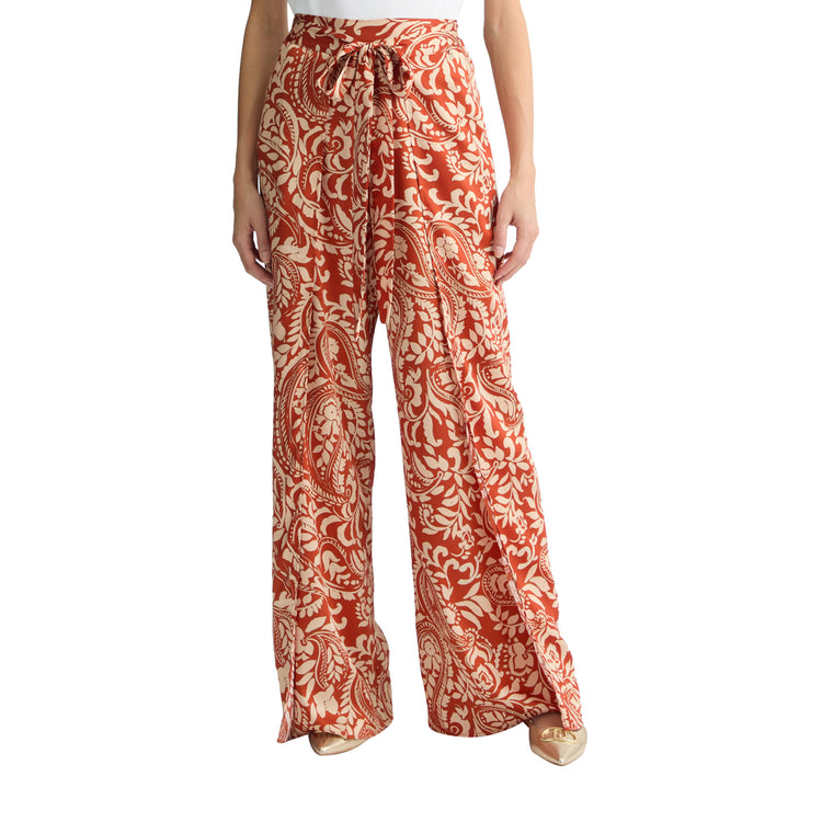 Pantaloni Donna con Stampa paisley all over modella frontale