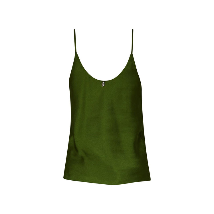 Top Donna in raso verde scuro retro
