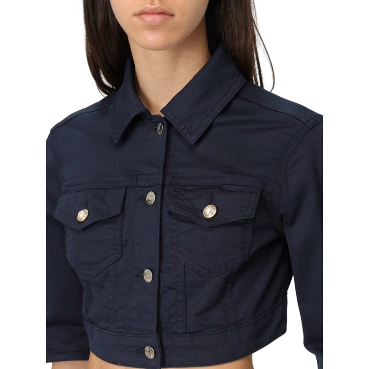 Giacca di jeans Donna con tasche a toppa con patta