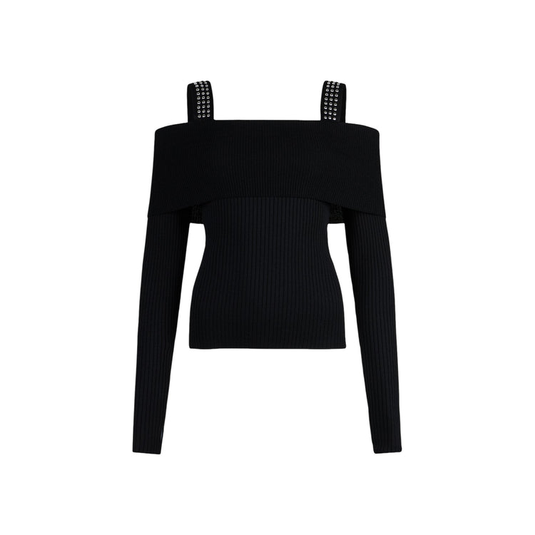 Maglia Donna modello off-shoulders Nero