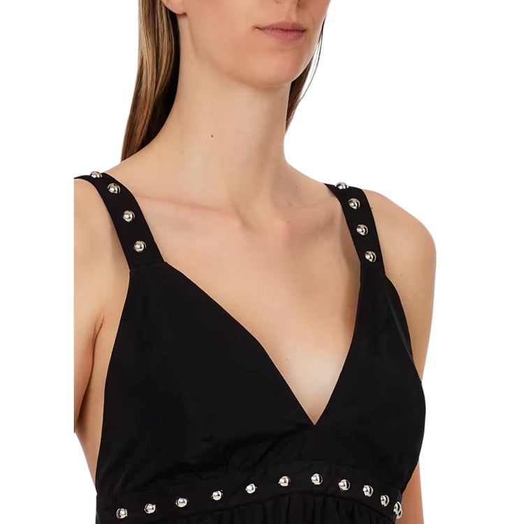 Top Donna con scollo a V e borchie Nero dettaglio