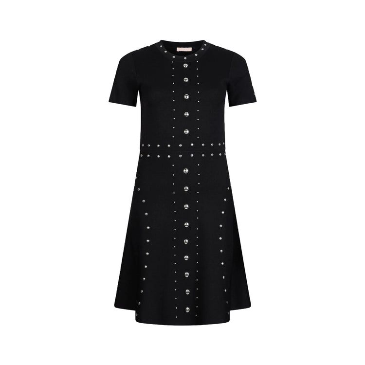 Abito corto Donna in maglia nera con borchie