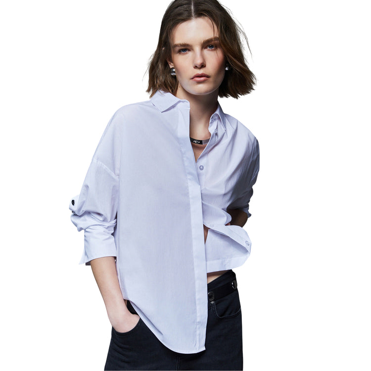 Camicia donna il popeline con borchie bianca