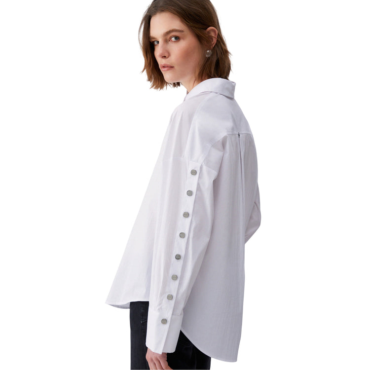 Camicia donna il popeline con borchie bianca