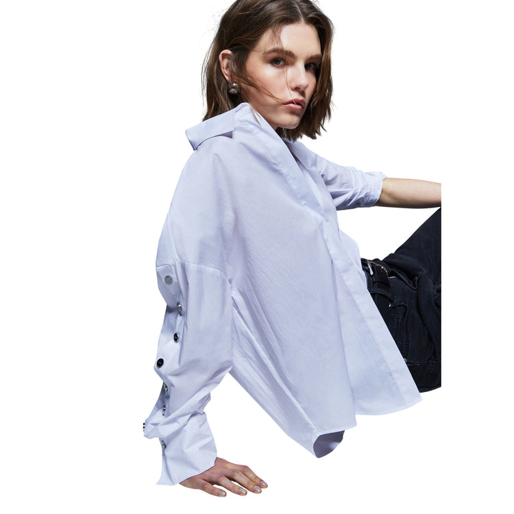 Camicia donna il popeline con borchie bianca