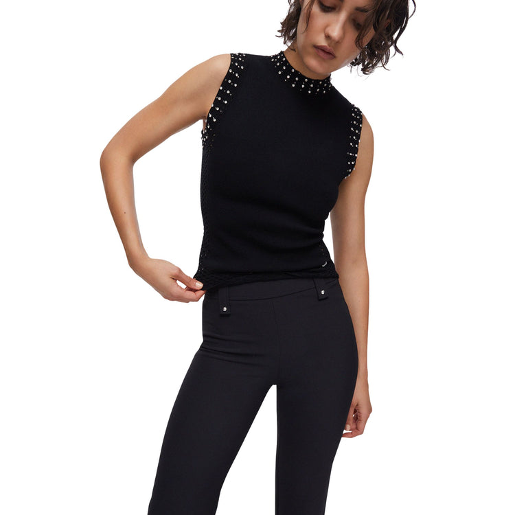 Pantalone nero lungo con gambe flare