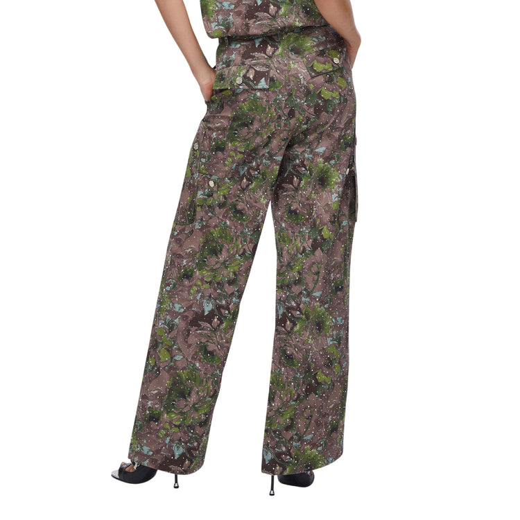 Pantaloni cargo wide leg con stampa floreale