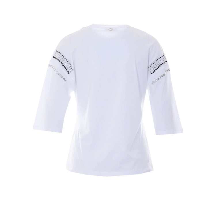 T-shirt Donna con applicazioni sulle maniche retro