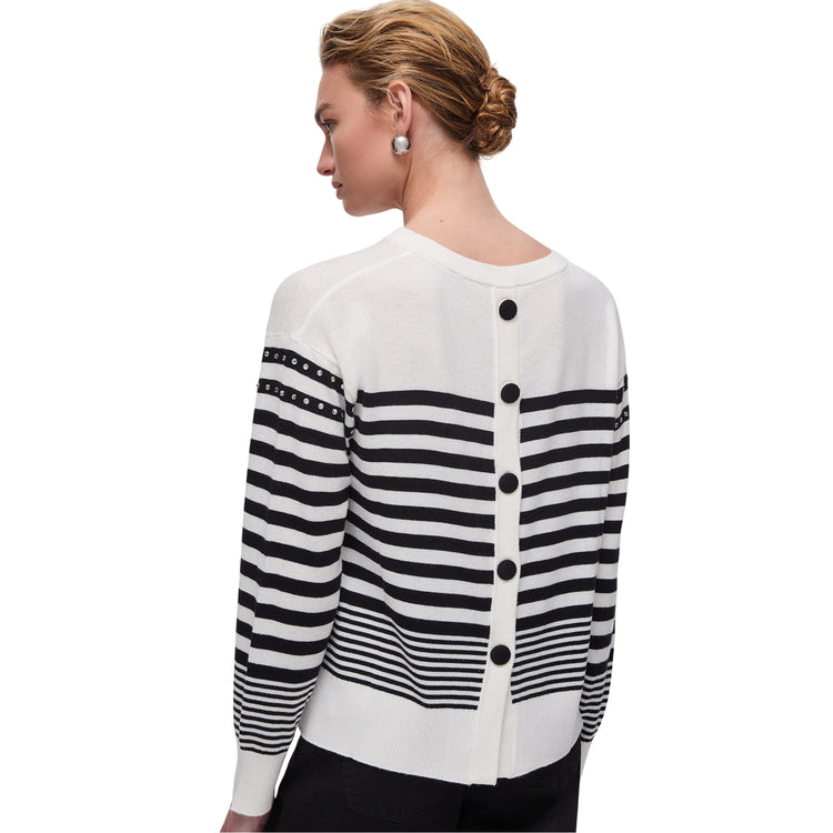 Maglia Donna a righe con borchie modella retro