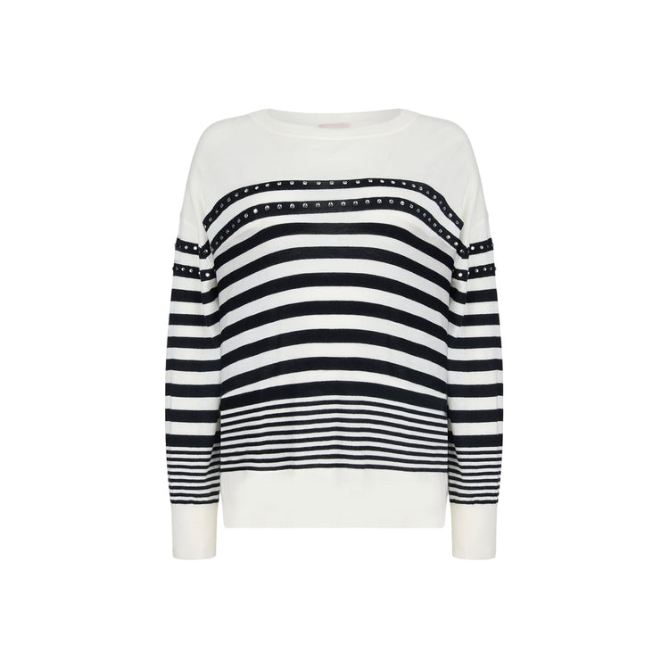 Maglia Donna a righe con borchie
