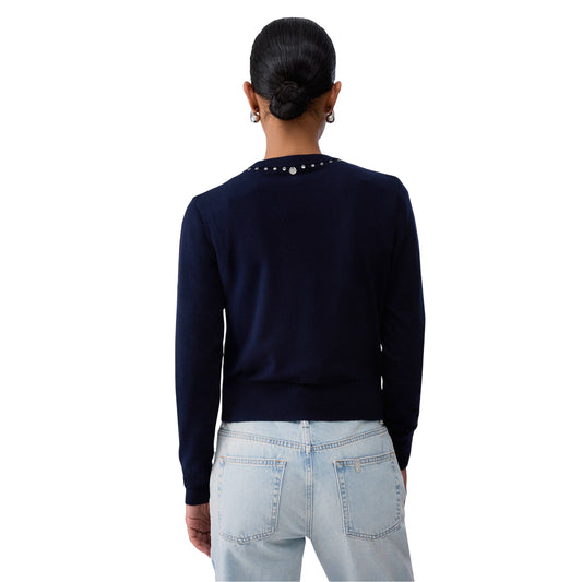 Cardigan Donna con apertura a V Blu retro