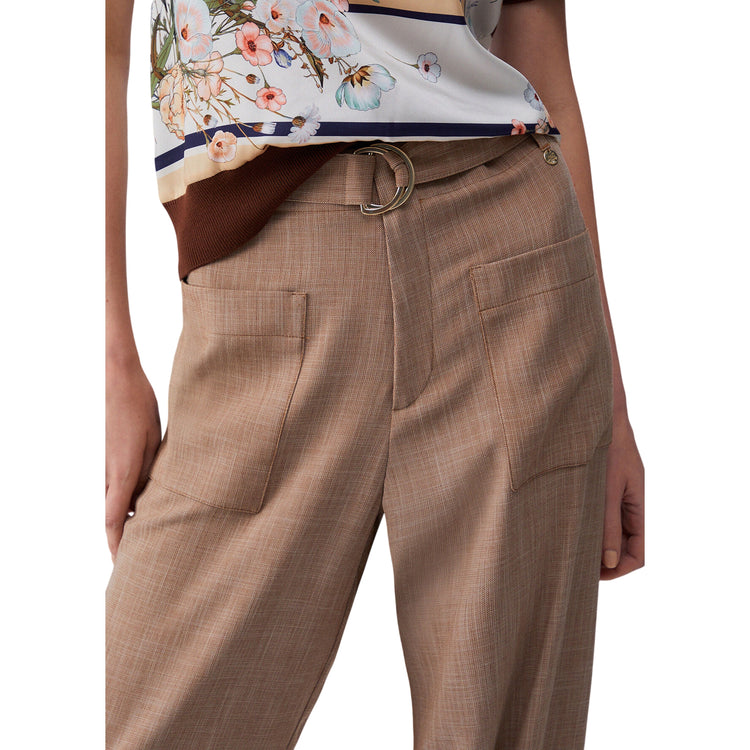 Pantaloni marroni con fiocco sulla caviglia