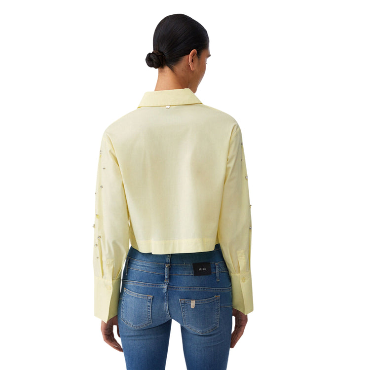 Camicia gialla con paillettes e strass