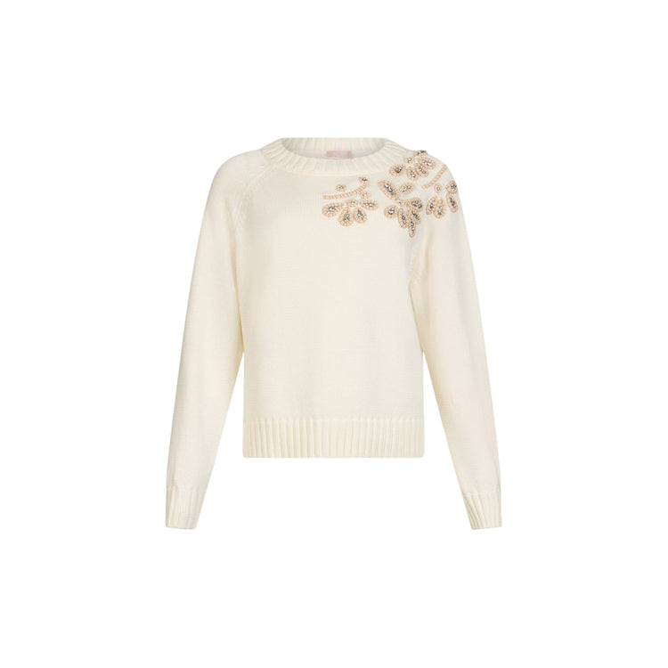 Maglia Donna con ricami gioiello Bianco