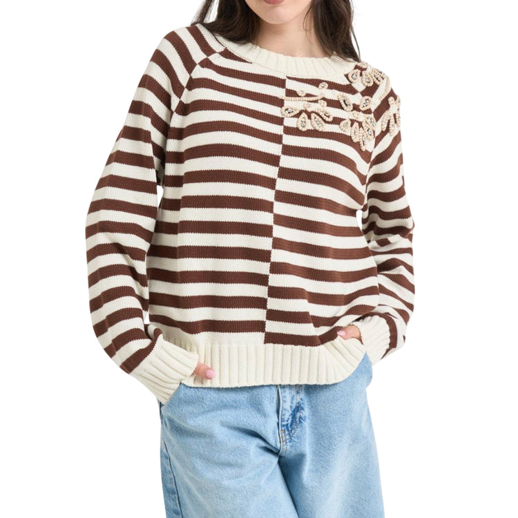 Maglia Donna rigata con applicazioni