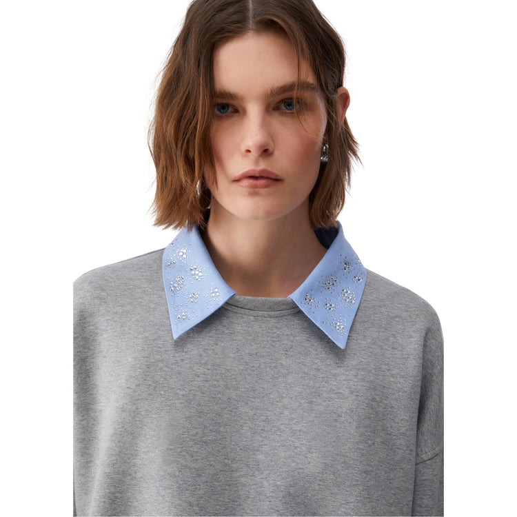 Felpa Donna con colletto Oxford rimovibile dettaglio