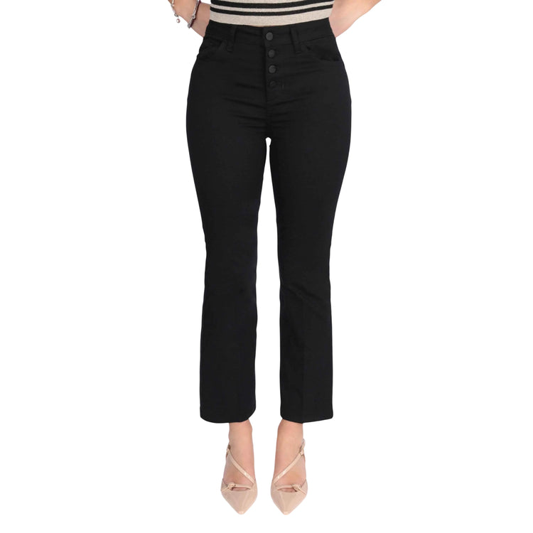 Pantalone cropped Donna con bottoni Nero modella frontale
