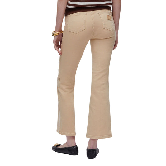 Pantaloni cropped a vita alta beige