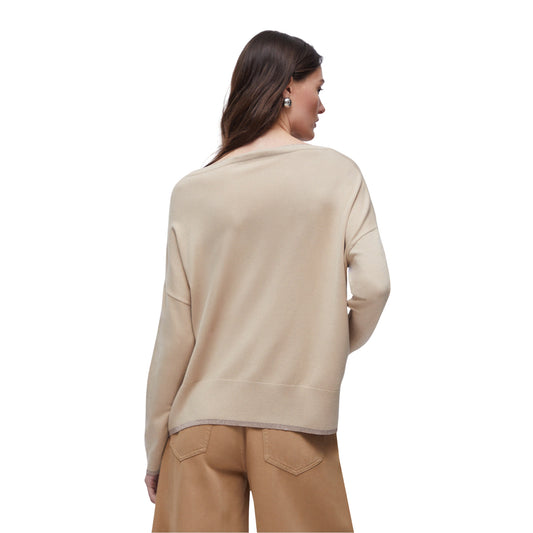 Maglia Donna in interventi in lurex Beige modella retro