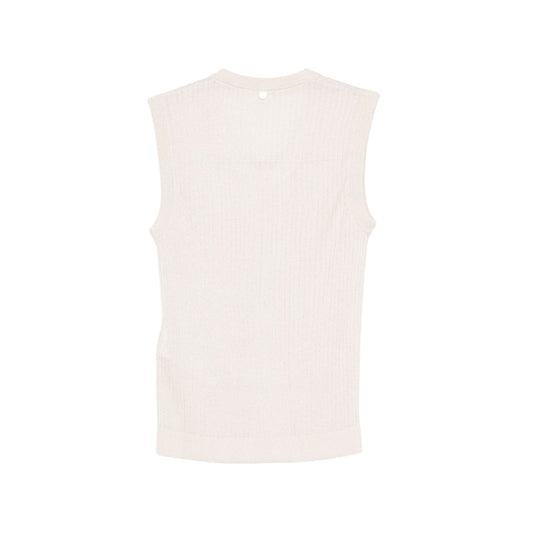 Maglia Donna Oro, lavorata a coste, con scollo tondo