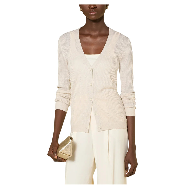Cardigan Donna in maglia con bottoni modella frontale