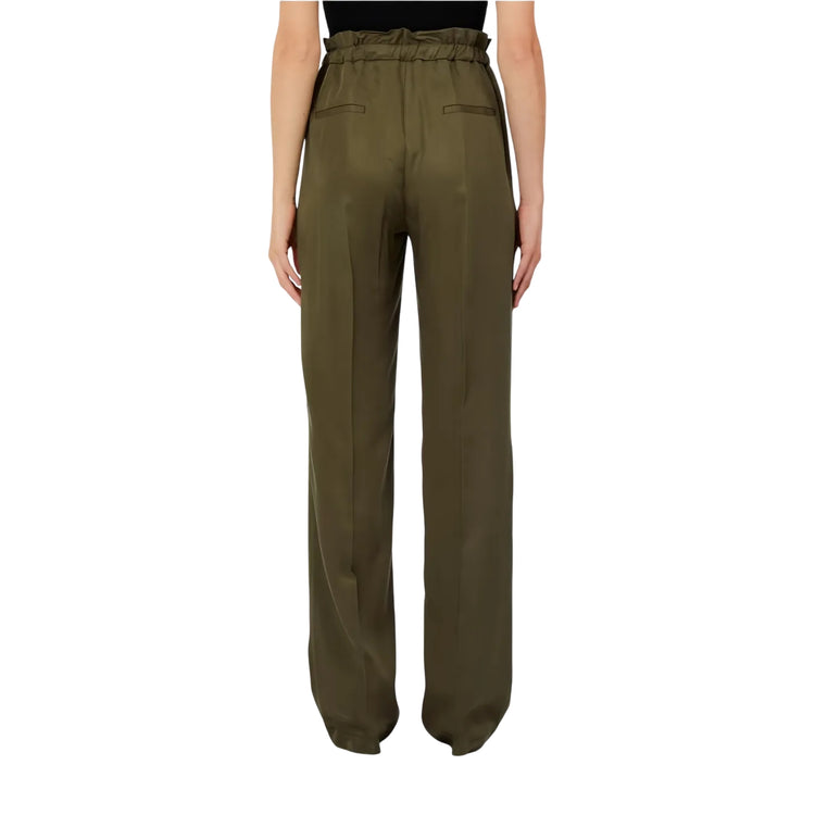 Pantaloni lunghi verdi con elastico in vita