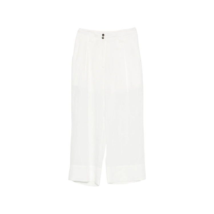 Pantalone Donna ampio, con tasche a filo e due bottoni