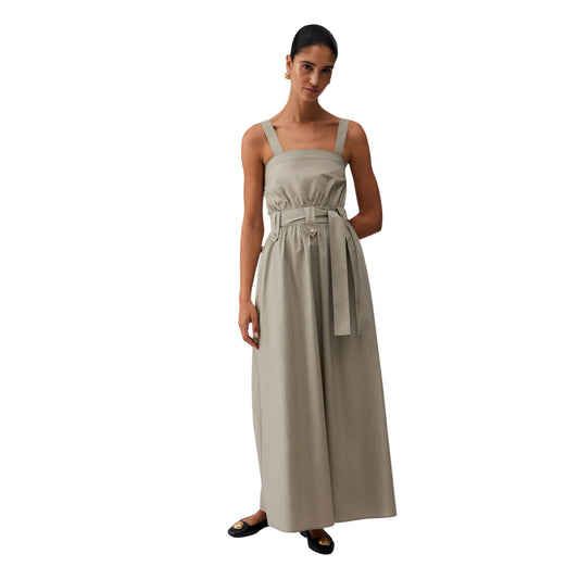 Abito lungo 100% cotone con cintura