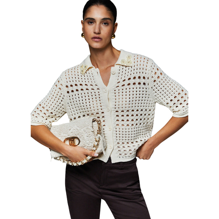 Maglia crochet panna 100% cotone