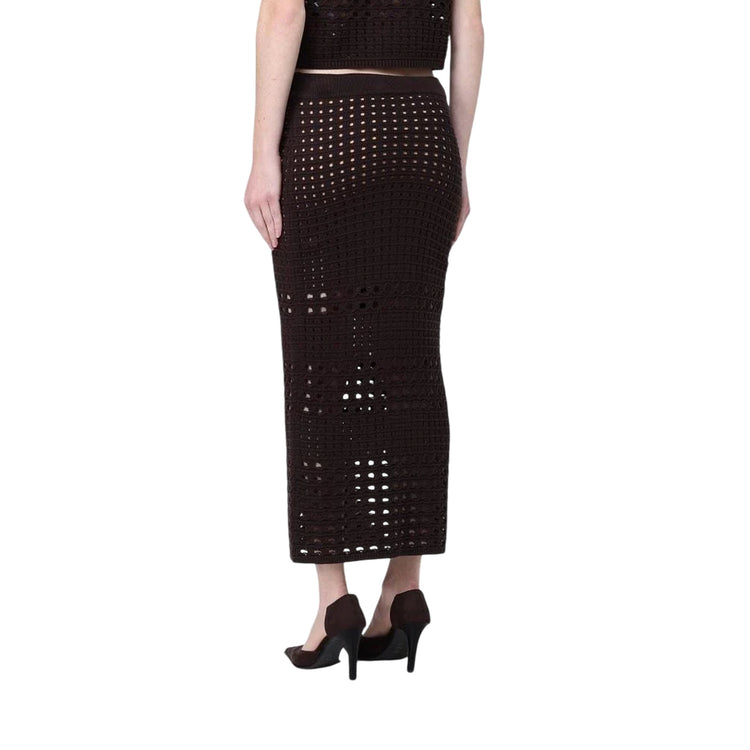 Gonna midi Donna in crochet Nero modella retro