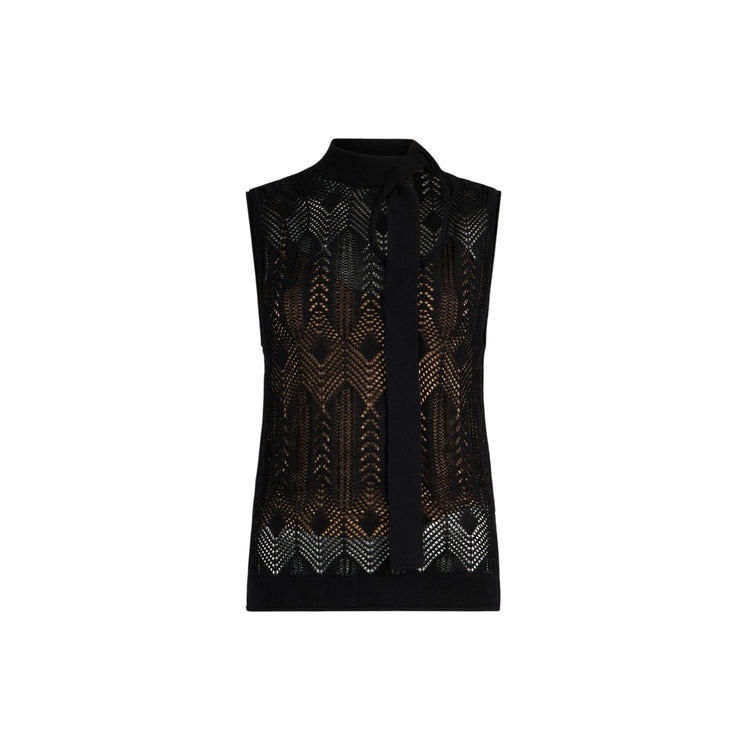 Top in maglia nero con fiocco