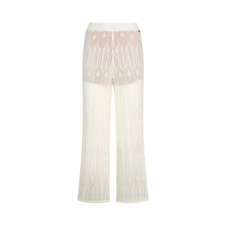 Pantaloni bianchi lunghi in maglia traforata