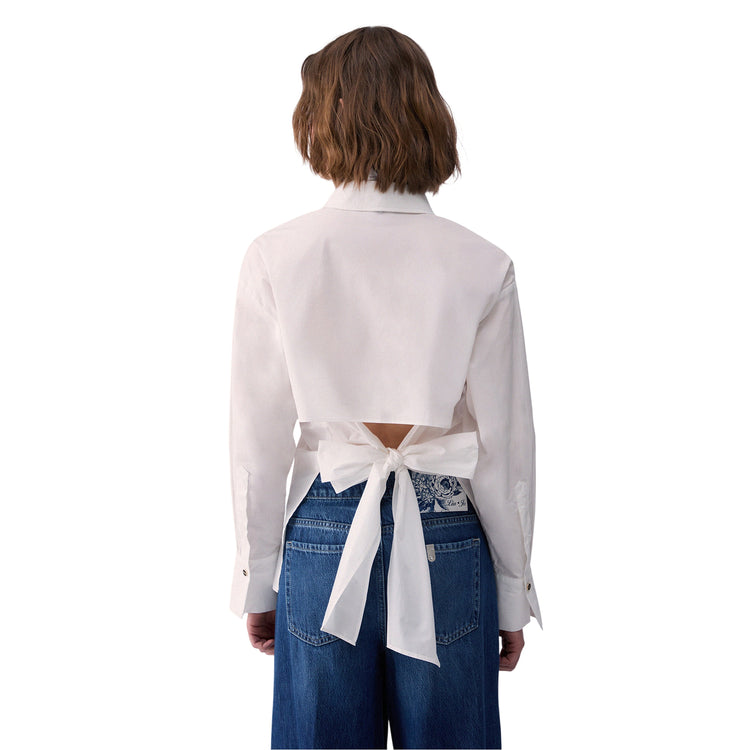 Camicia di cotone cut out con fiocco