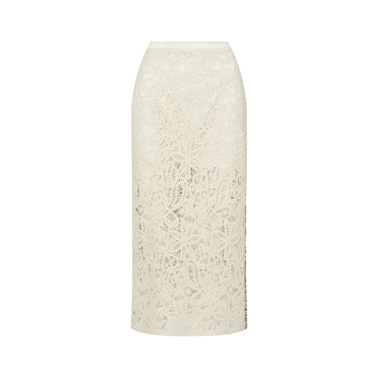 Gonna midi Donna in macramè bianco