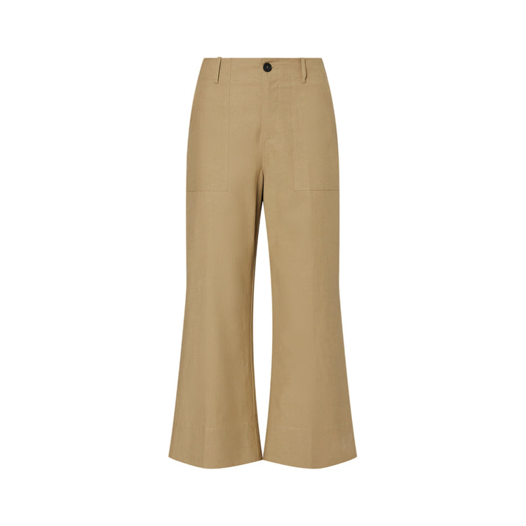 Pantalone Donna Beige, con gamba larga