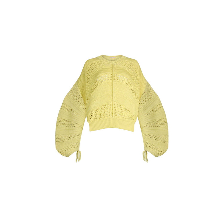 Maglia Donna in crochet traforato Giallo