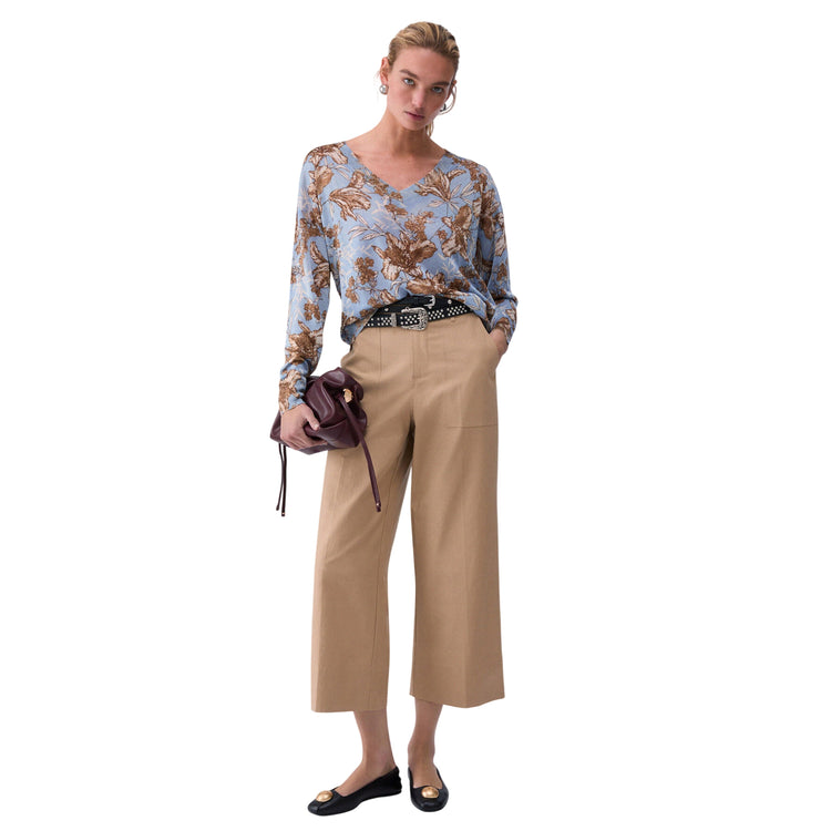 Maglia Donna in viscosa con scollo a V e fantasia