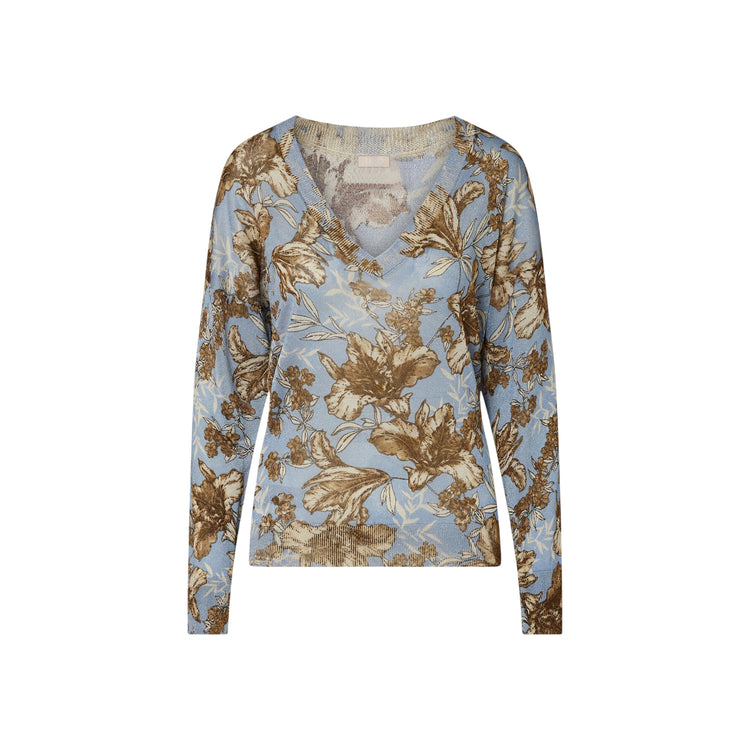Maglia Donna in viscosa con scollo a V e fantasia