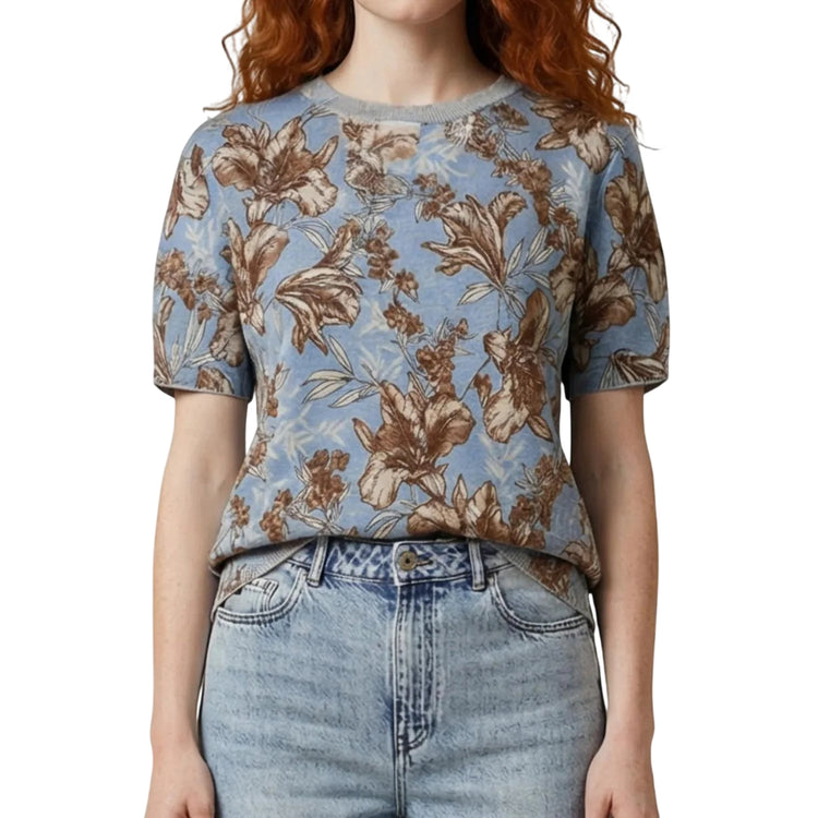 Maglia scollo tondo blue waves liles