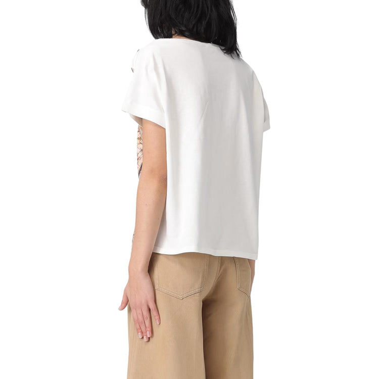 T-shirt Donna floreale, con maniche corte a girocollo