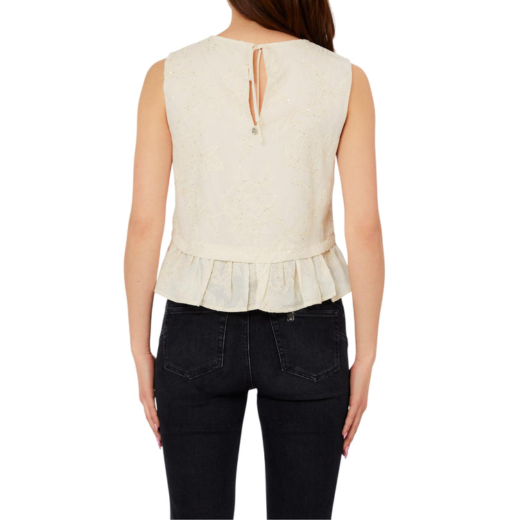 Blusa Donna con volant al fondo Beige retro