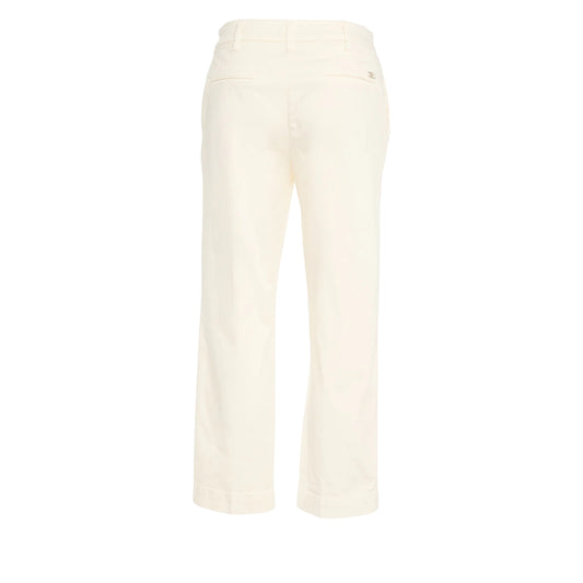 Pantalone chino in raso stretch panna