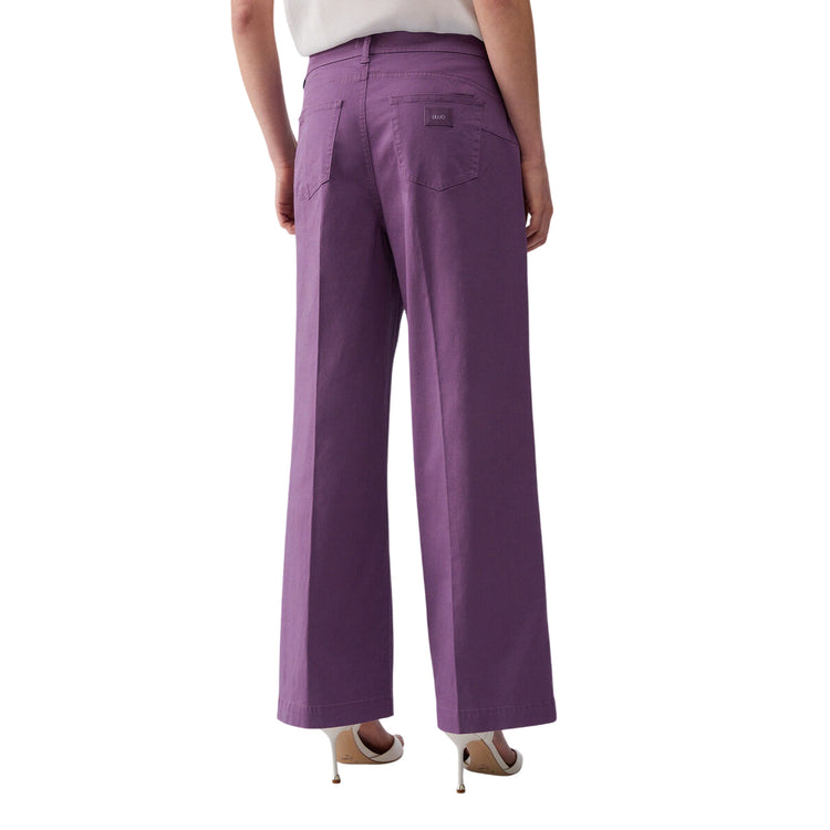 Pantaloni flare a vita alta viola