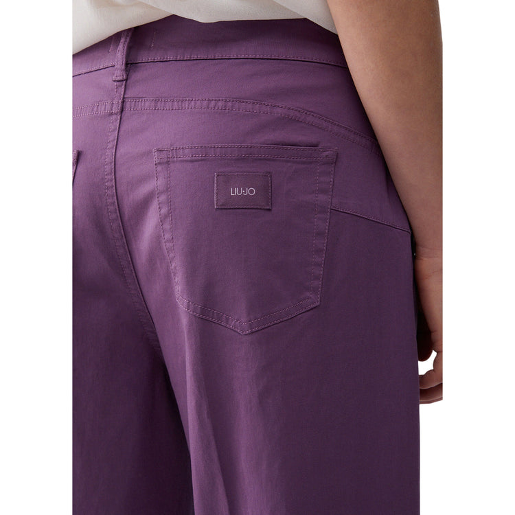 Pantaloni flare a vita alta viola