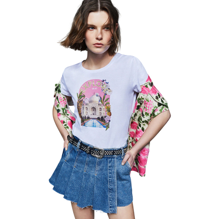 T-shirt bianca con stampa "EXPLORE"