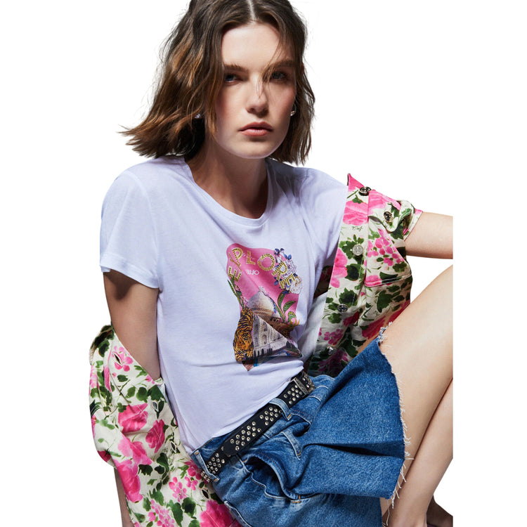 T-shirt bianca con stampa "EXPLORE"