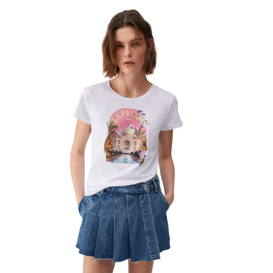 T-shirt bianca con stampa "EXPLORE"