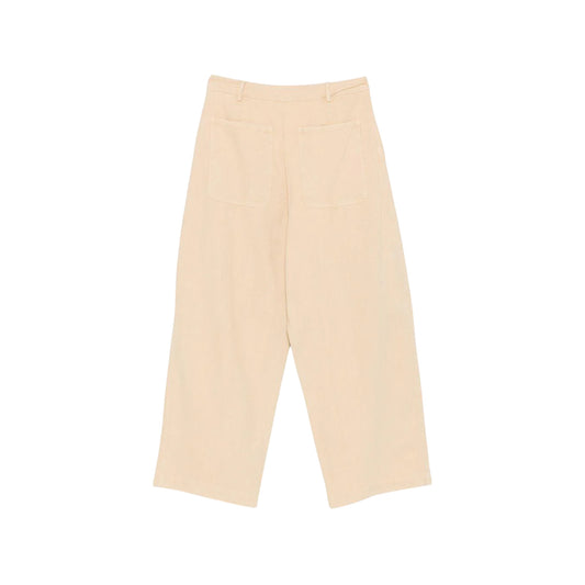 Pantalone Donna Beige, con pinces, ricami e strass
