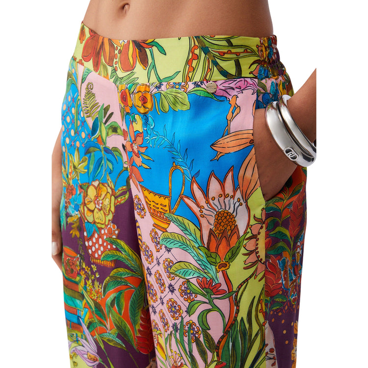Pantalone lungo donna con stampa multicolore